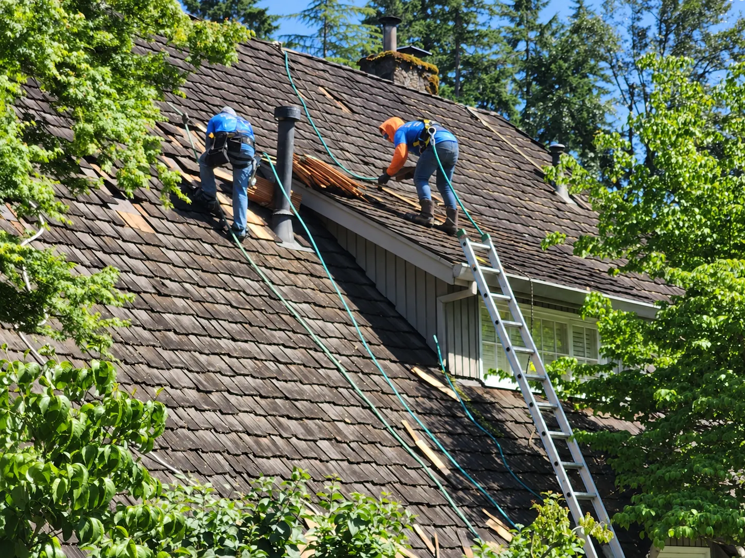 Cedar shake roof cleaning and repair work