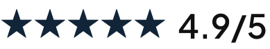 Five-star rating graphic showing 4.9 out of 5